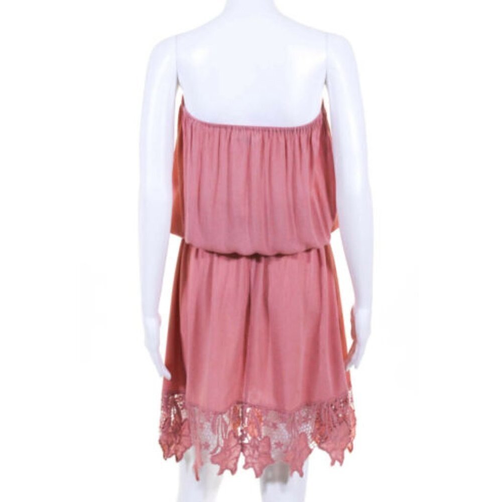 Tiare Hawaii Crochet Strapless Tassel Mini Dress - Boho Pink - Picture 3 of 7